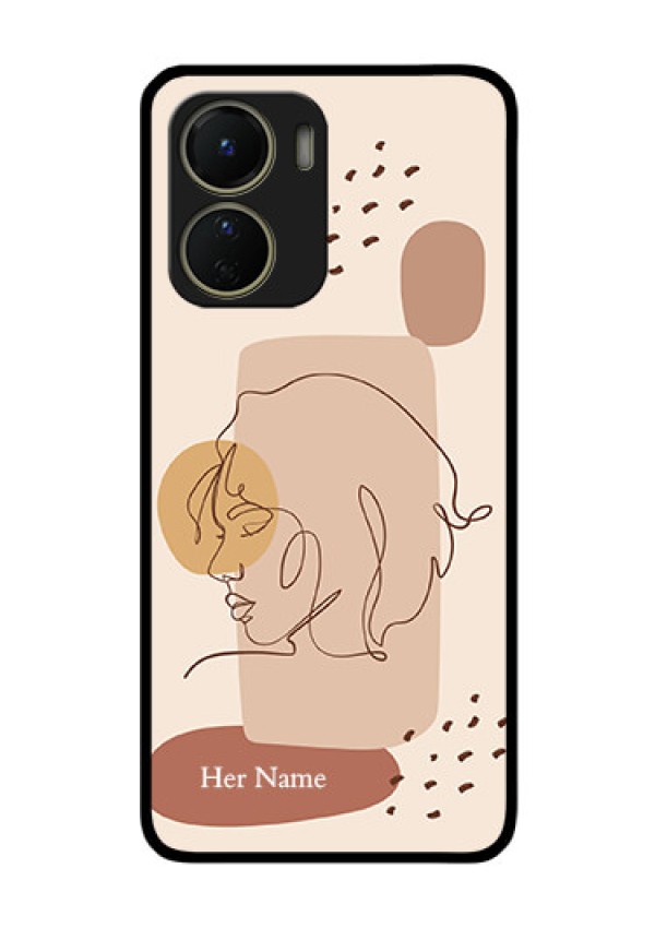 Vivo T2X 5G Photo Printing on Glass Case - Calm Woman line art Design