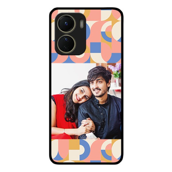 Vivo T2X 5G Photo Printing on Glass Case - Semi-circle Maze Pattern Design