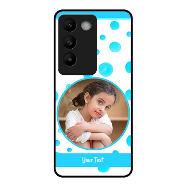 Vivo T3 5G Custom Glass Phone CaseBlue Bubbles Pattern Design