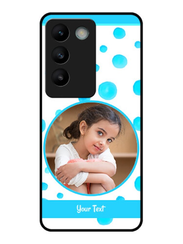 Custom Vivo T3 5G Custom Glass Phone CaseBlue Bubbles Pattern Design