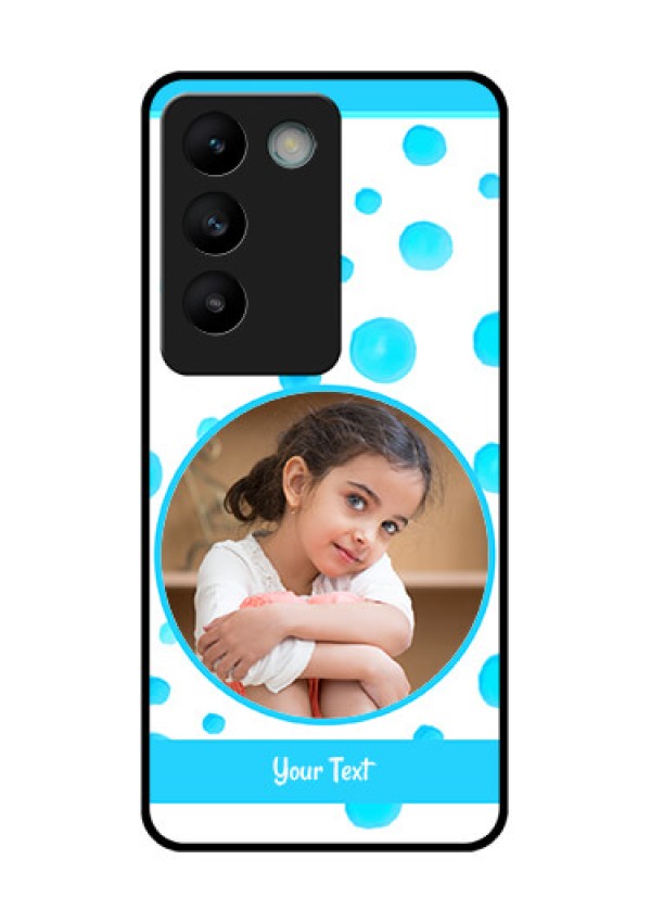 Vivo T3 5G Custom Glass Phone CaseBlue Bubbles Pattern Design