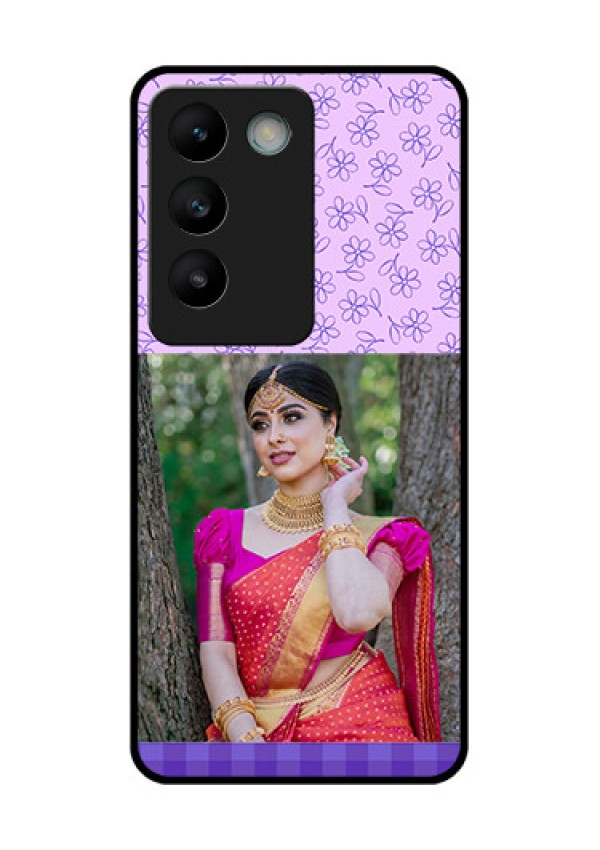 Vivo T3 5G Custom Glass Phone CasePurple Floral Design