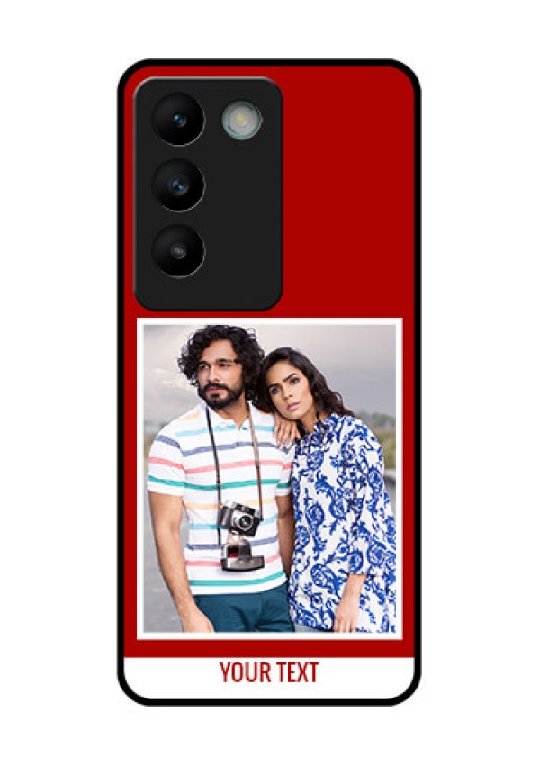 Vivo T3 5G Custom Glass Phone CaseRed Color Design