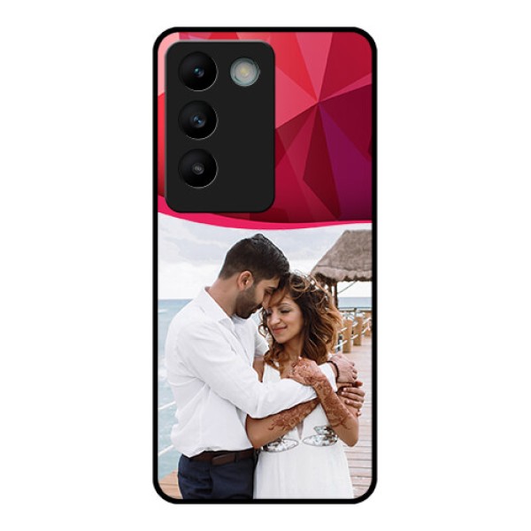 Vivo T3 5G Custom Glass Phone CaseRed Abstract Design