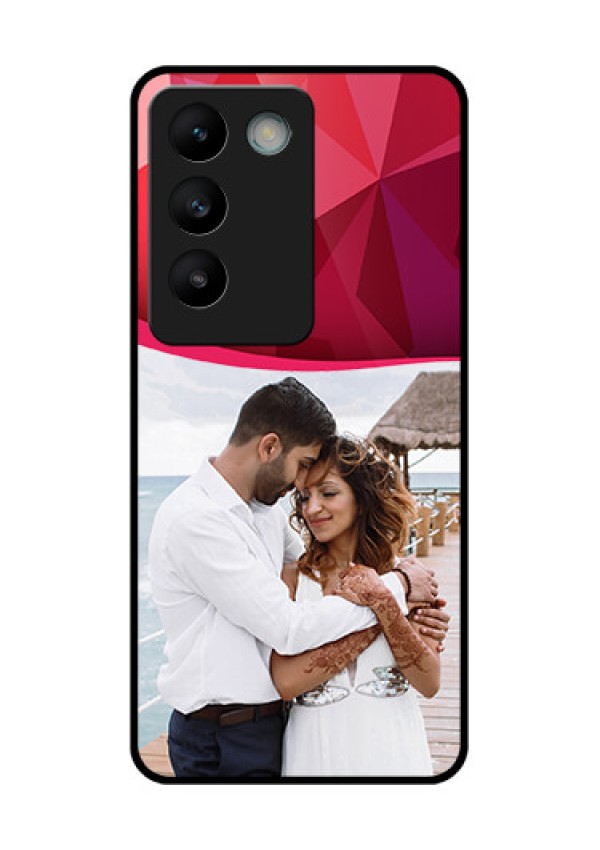 Vivo T3 5G Custom Glass Phone CaseRed Abstract Design