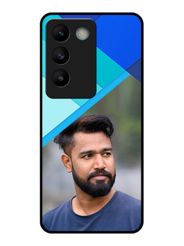 Custom Vivo T3 5G Custom Glass Phone CaseBlue Pattern Design