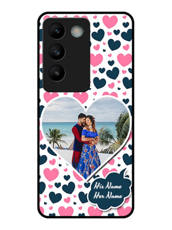 Custom Vivo T3 5G Custom Glass Phone CasePink and Blue Heart Design