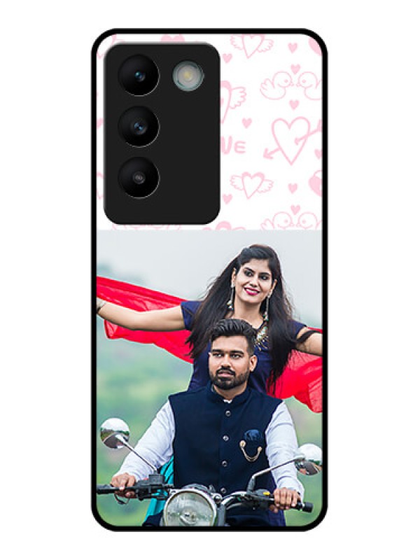 Custom Vivo T3 5G Custom Glass Phone CasePink Flying Heart Design