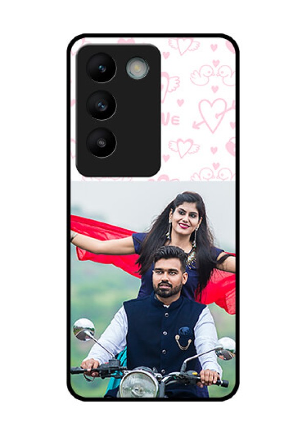 Vivo T3 5G Custom Glass Phone CasePink Flying Heart Design