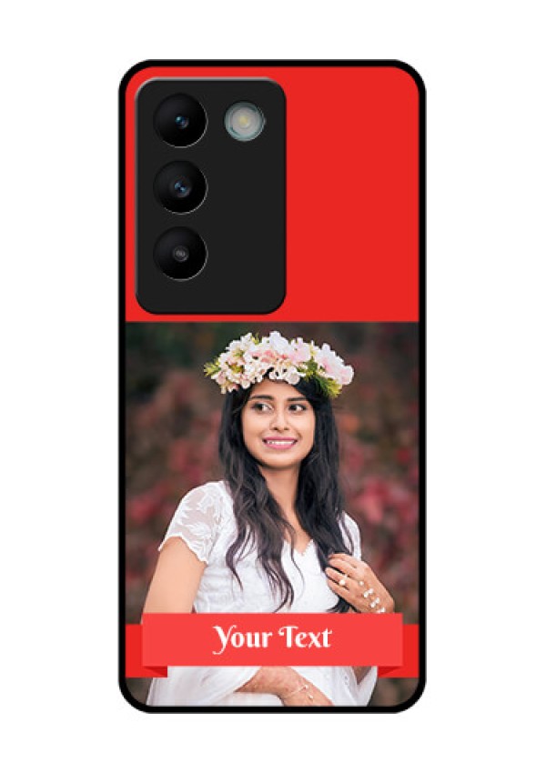 Vivo T3 5G Custom Glass Phone CaseSimple Red Color Design