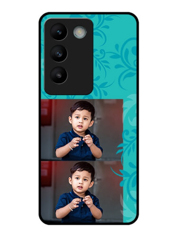 Custom Vivo T3 5G Custom Glass Phone CaseWith Photo And Green Floral Design