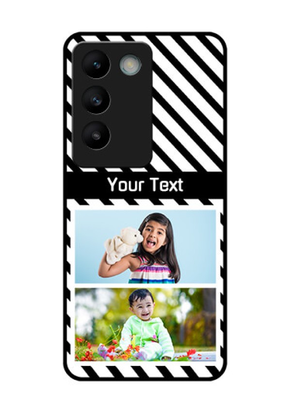 Vivo T3 5G Custom Glass Phone CaseBlack And White Stripes Design