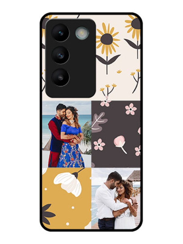 Custom Vivo T3 5G Custom Glass Phone Case3 Images With Floral Design