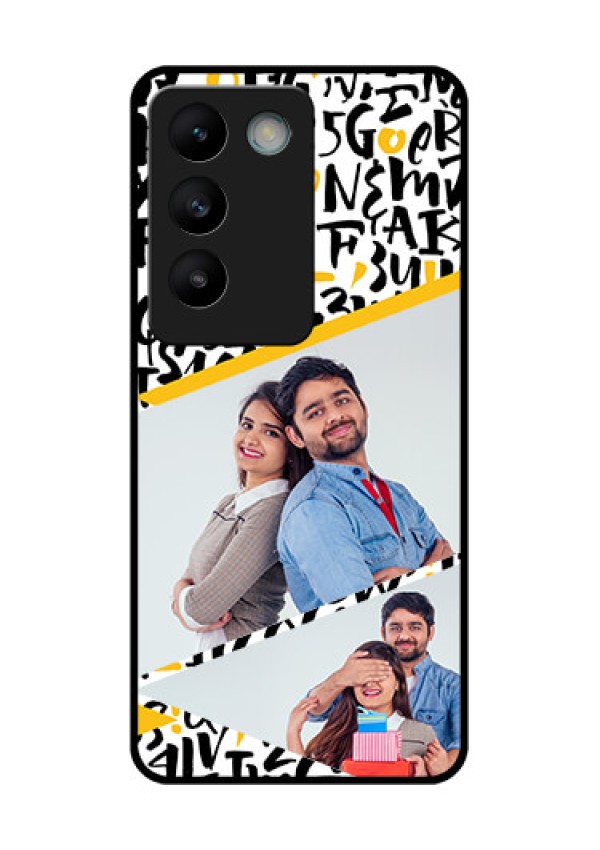 Vivo T3 5G Custom Glass Phone CaseLetters Pattern Design