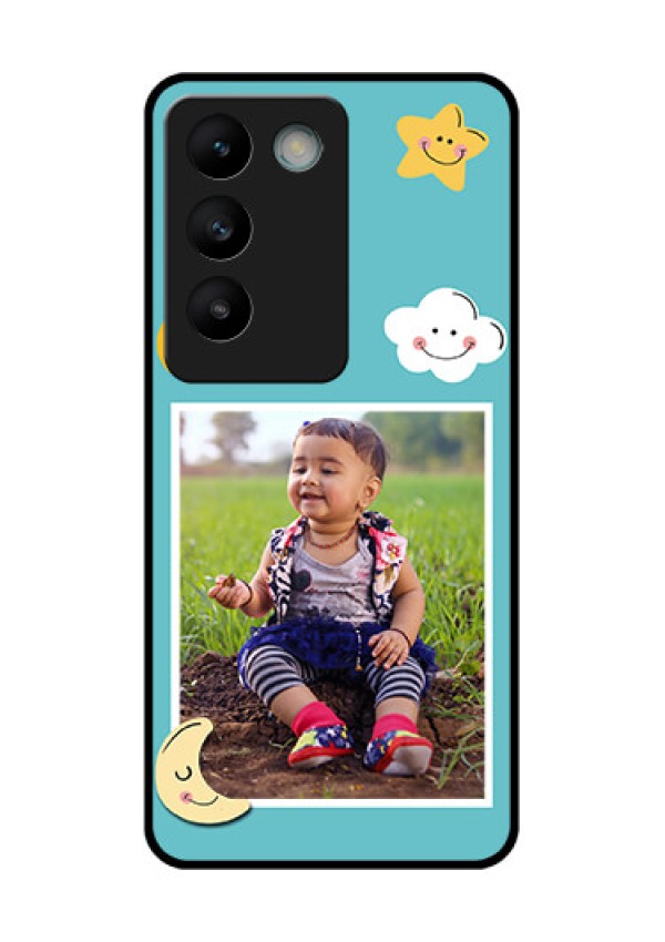 Vivo T3 5G Custom Glass Phone CaseSmiley Kids Stars Design