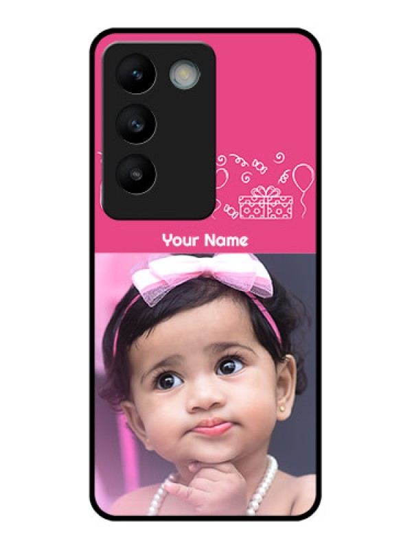 Custom Vivo T3 5G Custom Glass Phone CaseWith Birthday Line Art Design