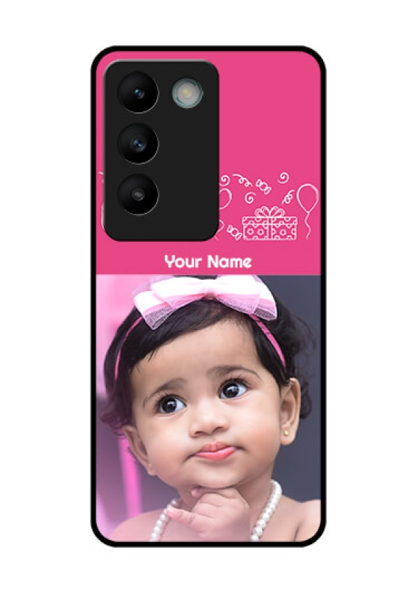 Vivo T3 5G Custom Glass Phone CaseWith Birthday Line Art Design