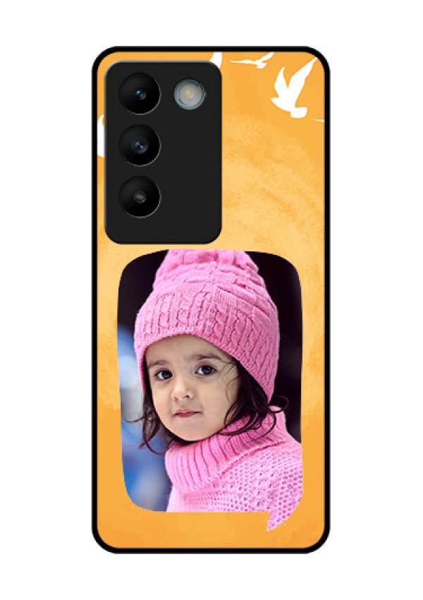 Vivo T3 5G Custom Glass Phone CaseWater Color Design With Bird Icons