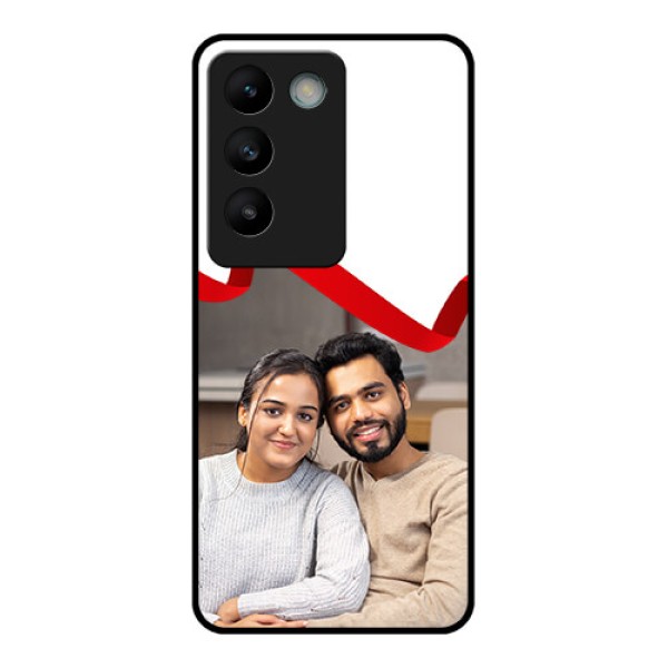 Vivo T3 5G Custom Glass Phone CaseRed Ribbon Frame Design