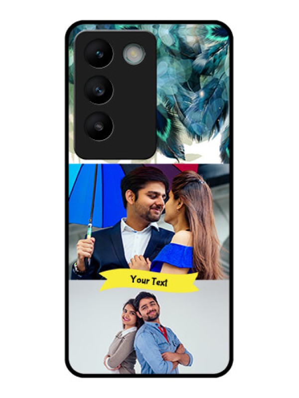 Custom Vivo T3 5G Custom Glass Phone CaseImage With Boho Peacock Feather Design