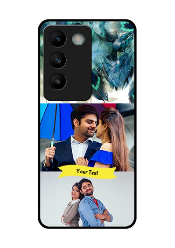 Vivo T3 5G Custom Glass Phone CaseImage With Boho Peacock Feather Design