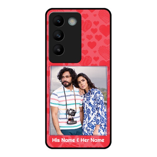 Vivo T3 5G Custom Glass Phone CaseWith Red Heart Symbols Design Vivo T3 5G Custom Glass Phone CaseWith Red Heart Symbols Design