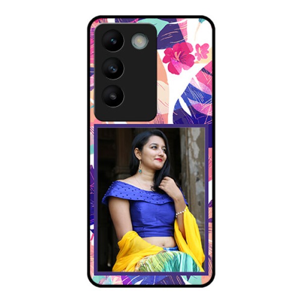 Vivo T3 5G Custom Glass Phone CaseAbstract Floral Design