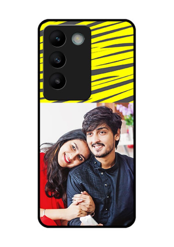 Vivo T3 5G Custom Glass Phone CaseYellow Abstract Design