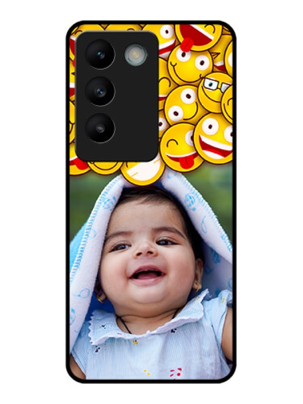 Custom Vivo T3 5G Custom Glass Phone CaseWith Smiley Emoji Design