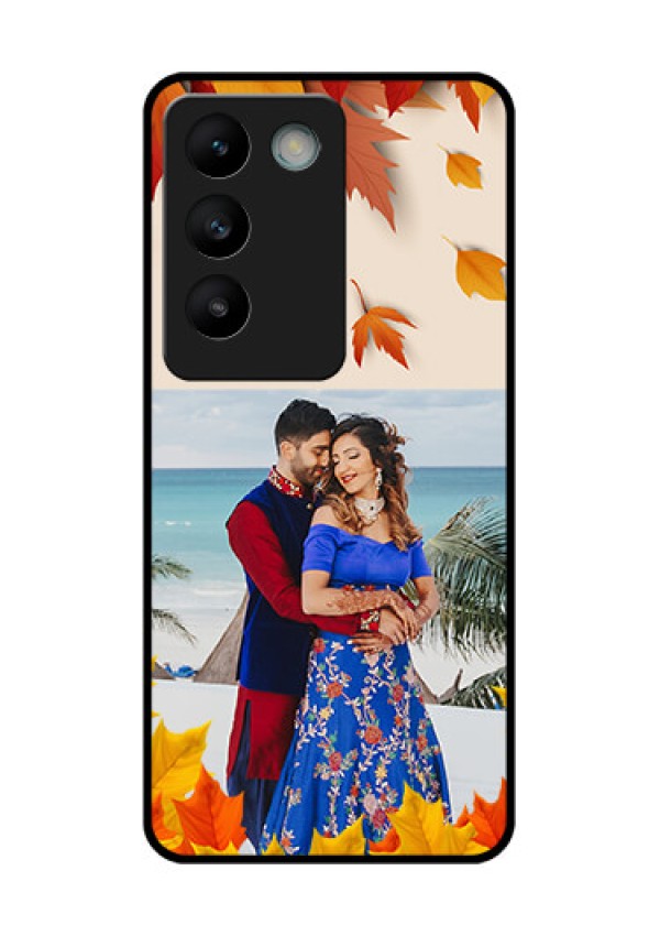 Vivo T3 5G Custom Glass Phone CaseAutumn Maple Leaves Design