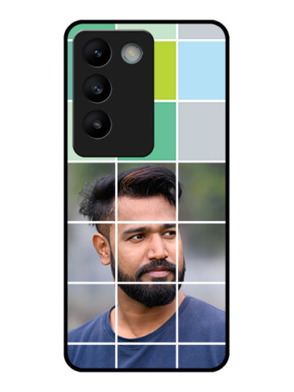 Custom Vivo T3 5G Custom Glass Phone CaseWith White Box Pattern