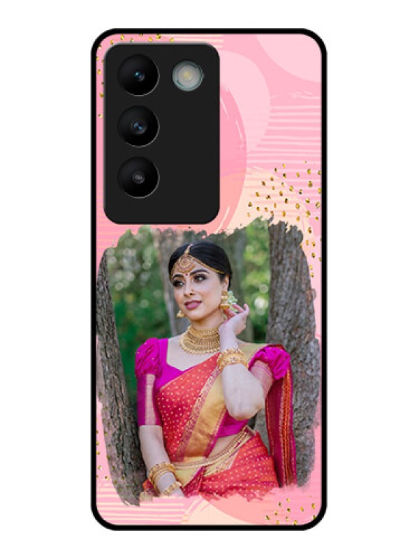 Custom Vivo T3 5G Custom Glass Phone CaseGold Glitter Splash Design