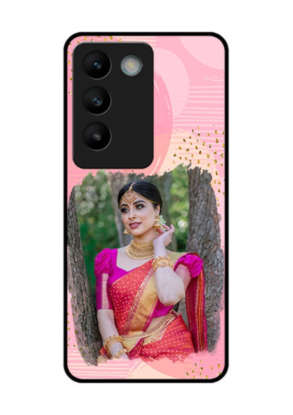 Vivo T3 5G Custom Glass Phone CaseGold Glitter Splash Design