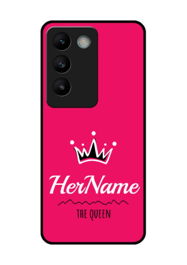 Vivo T3 5G Custom Glass Phone CaseQueen With Name Design