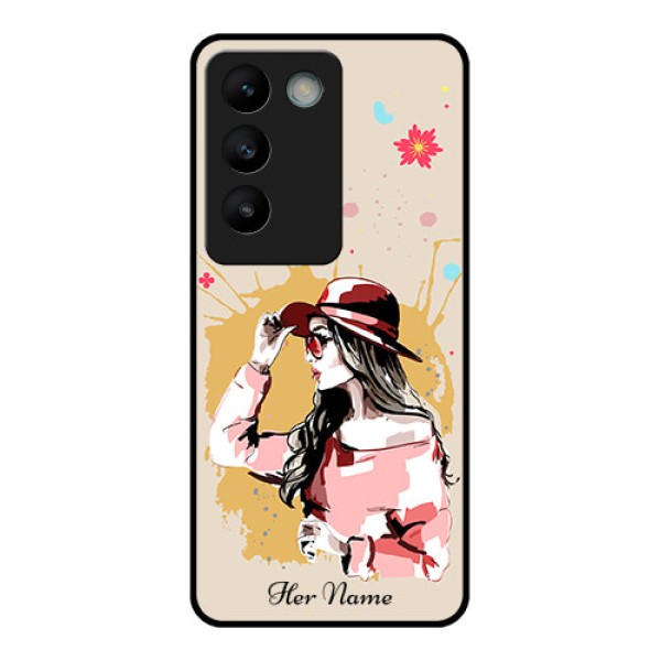Vivo T3 5G Custom Glass Phone CaseWomen With Pink Hat Design Vivo T3 5G Custom Glass Phone CaseWomen With Pink Hat Design