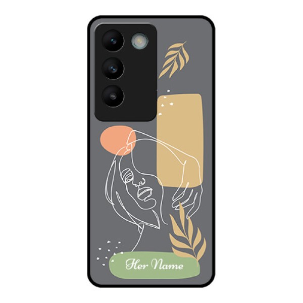 Vivo T3 5G Custom Glass Phone CaseGazing Woman Line Art Design Vivo T3 5G Custom Glass Phone CaseGazing Woman Line Art Design