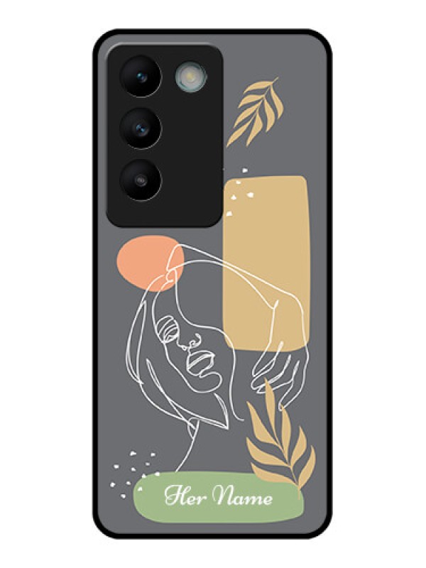 Custom Vivo T3 5G Custom Glass Phone CaseGazing Woman Line Art Design