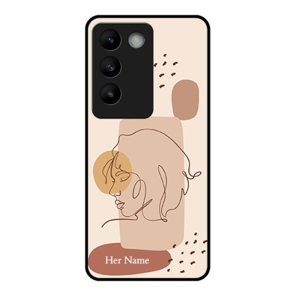 Vivo T3 5G Custom Glass Phone CaseCalm Woman Line Art Design