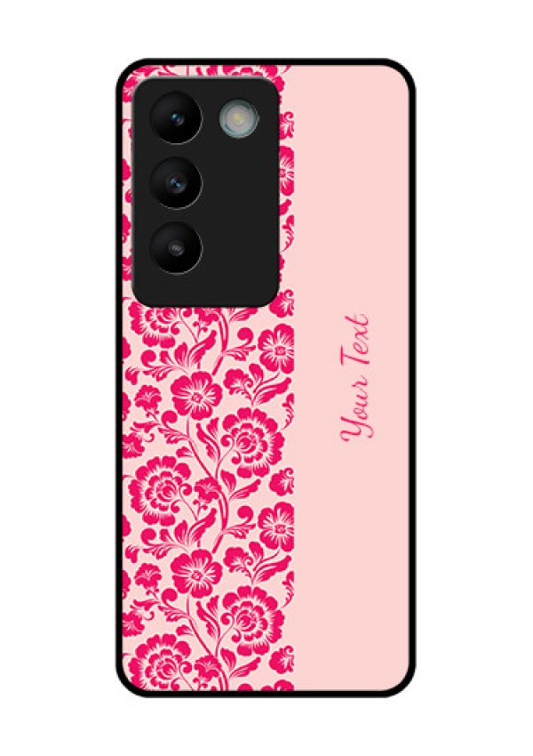 Vivo T3 5G Custom Glass Phone CaseAttractive Floral Pattern Design