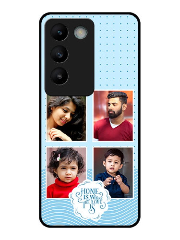 Custom Vivo T3 5G Custom Glass Phone CaseCute Love Quote With 4 Pic Upload Design