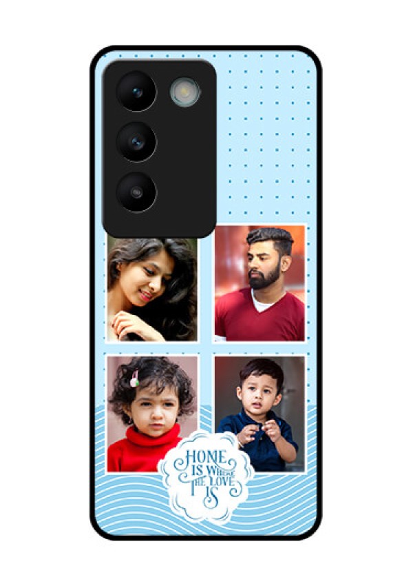 Vivo T3 5G Custom Glass Phone CaseCute Love Quote With 4 Pic Upload Design