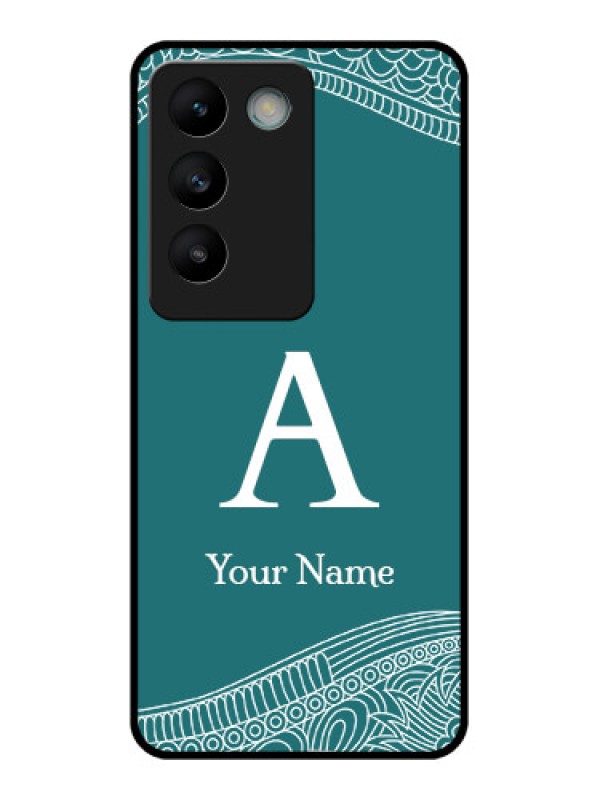 Custom Vivo T3 5G Custom Glass Phone CaseLine Art Pattern With Custom Name Design