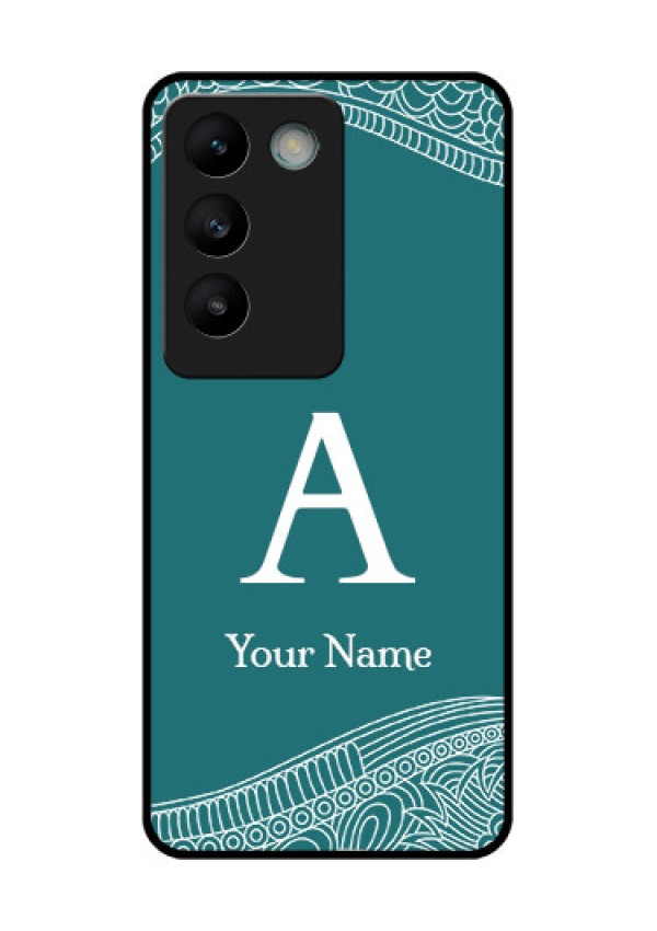 Vivo T3 5G Custom Glass Phone CaseLine Art Pattern With Custom Name Design