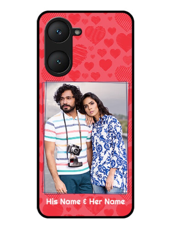 Custom Vivo T3 Lite 5G Custom Glass Phone Case - With Red Heart Symbols Design