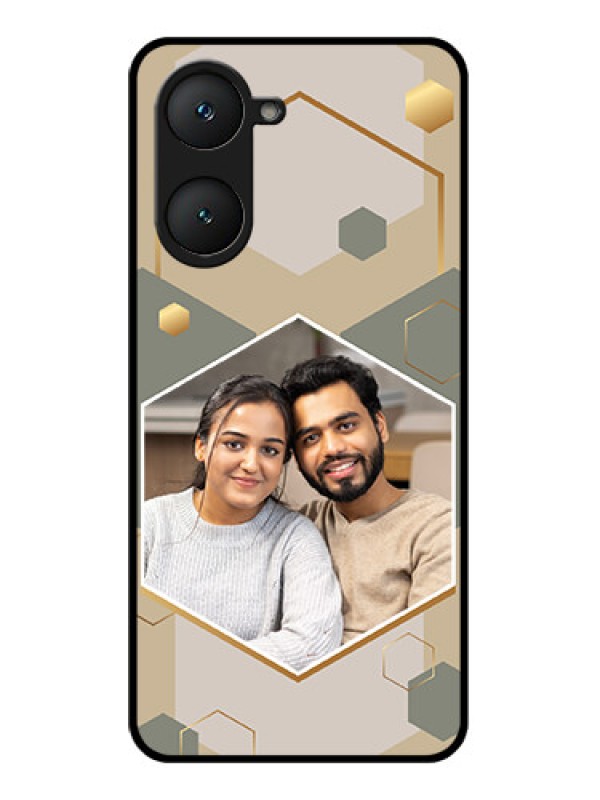 Custom Vivo T3 Lite 5G Custom Glass Phone Case - Stylish Hexagon Pattern Design