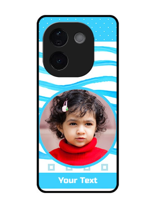 Custom Vivo T3 Pro 5G Custom Glass Phone CaseSimple Blue Case Design