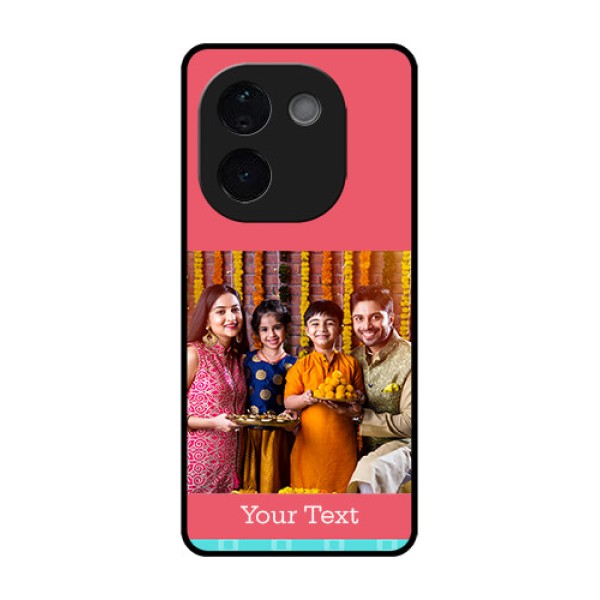 Vivo T3 Pro 5G Custom Glass Phone CasePeach and Blue Color Design