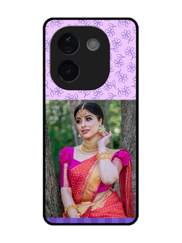 Custom Vivo T3 Pro 5G Custom Glass Phone CasePurple Floral Design