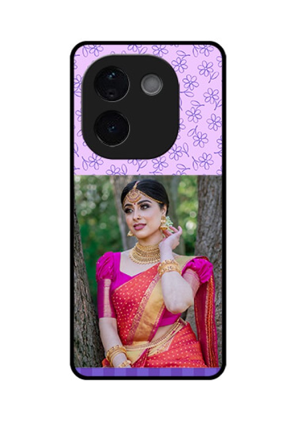 Vivo T3 Pro 5G Custom Glass Phone CasePurple Floral Design