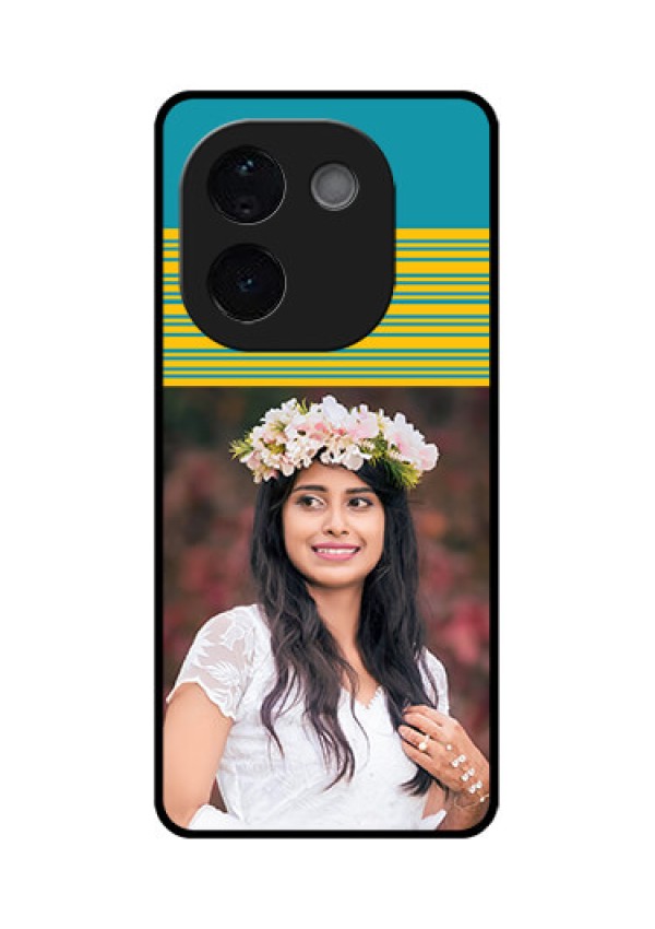 Vivo T3 Pro 5G Custom Glass Phone CaseYellow and Blue Design